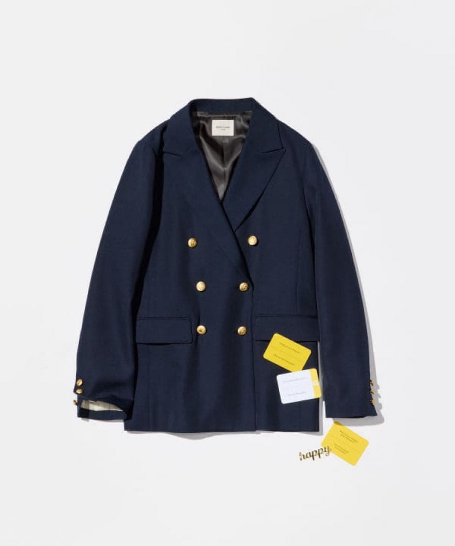 デミルクスビームス ドライギャバジン6ボタンダブルジャケット ネイビー ブレザー