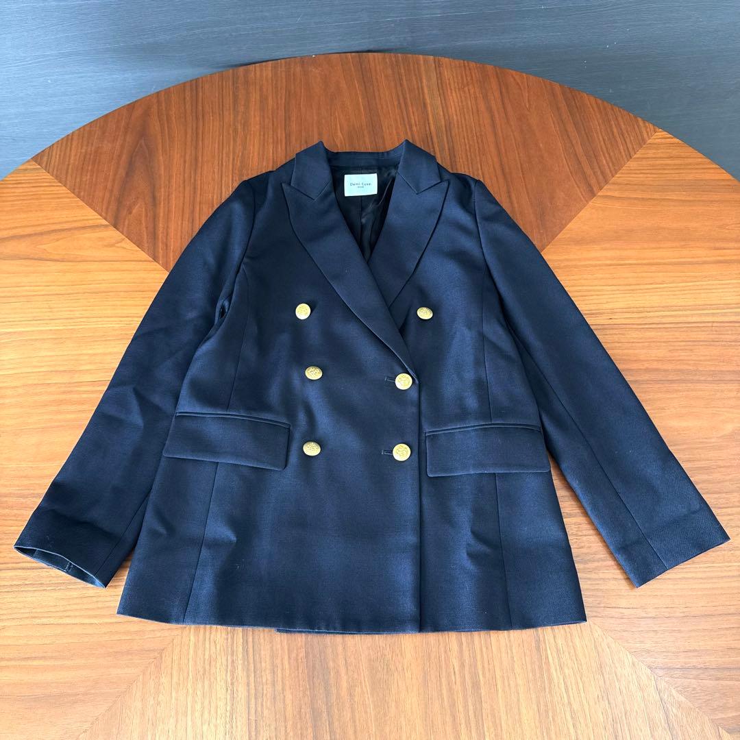 デミルクスビームス ドライギャバジン6ボタンダブルジャケット ネイビー ブレザー