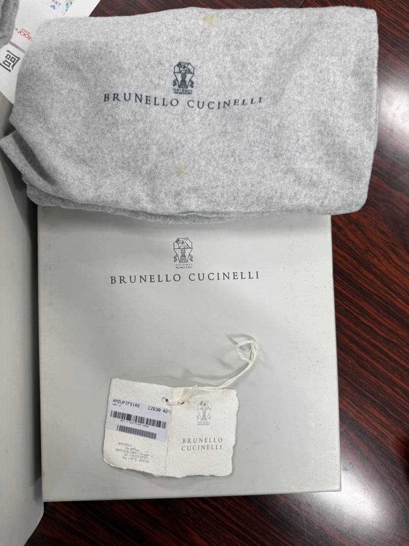 ブルネロクチネリ ブラウンレザー ファー付きハイカットシューズ　定価29万