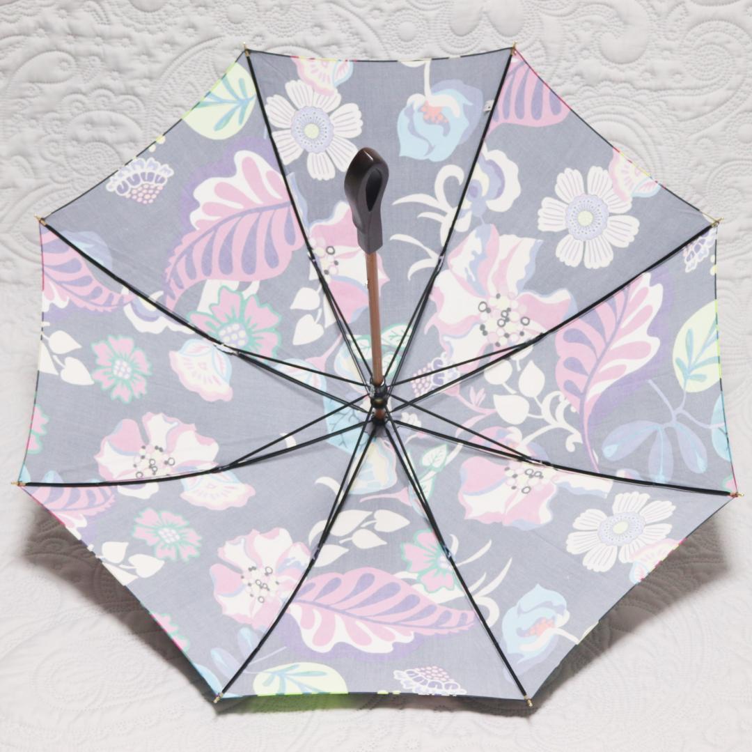 新品【晴雨兼用 長傘】希少！持ち手ループ型ハイビスカス柄 遮蔽率99％ 日傘