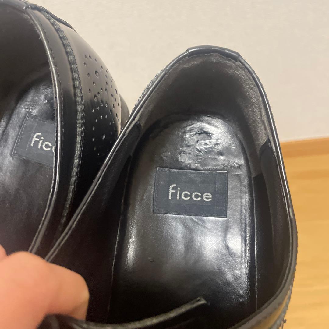 ficce ブラックレザードレスシューズ ストレートチップ　28cm ブラック