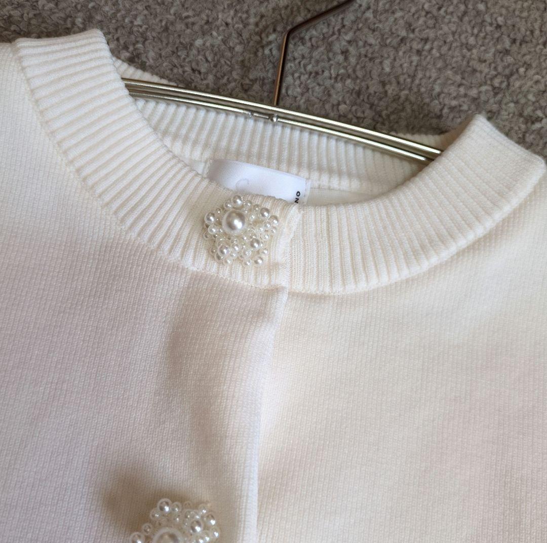 25AW Sono/ソーノ オーナメントパール3Dレイヤードニットカーディガン