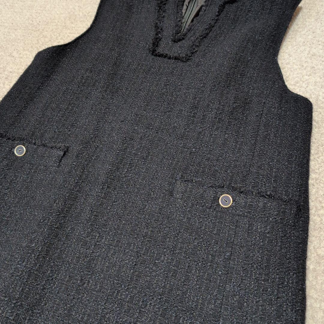 AMACA アマカ　尾州素材ツイードネイビーワンピース　ジャンパースカート　近年