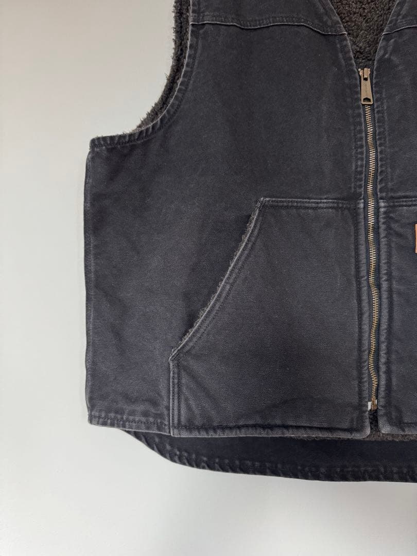 【大人気】良品 カーハート ダックベスト XL ブラック フェード ヴィンテージ