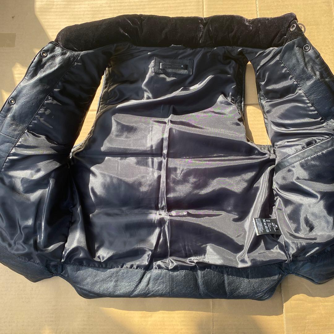 リューグー製レザー キルティングダウンベスト 黒美品