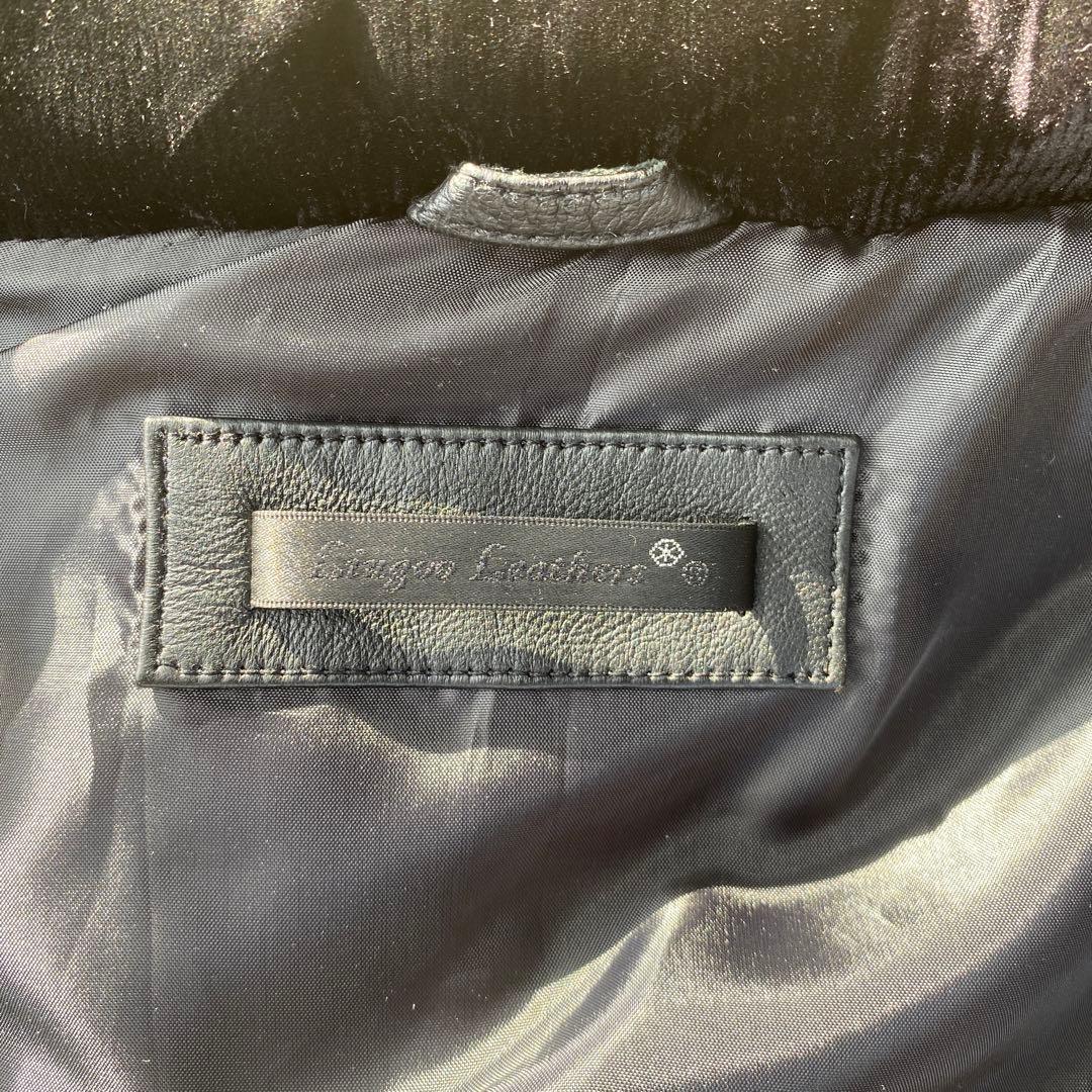 リューグー製レザー キルティングダウンベスト 黒美品