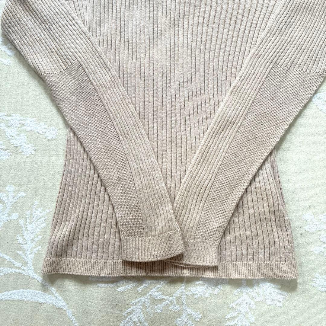 新品　パラスパレス　ベージュ リブ編み ハイネック ニット