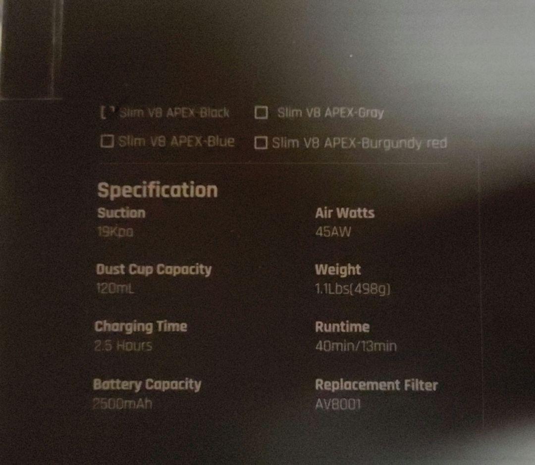 Fanttik Slim V8 Apex ハンディクリーナー 19000Pa