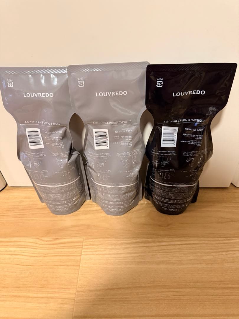 LOUVREDO シャンプー 1本トリートメント2本セット グレー ブラック新品