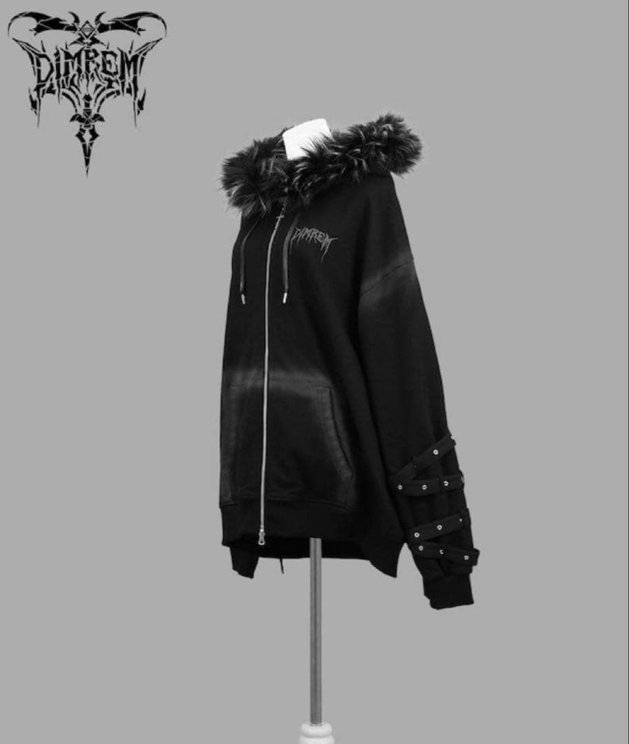 【DIMREM】超ハトメファーフードパーカー【Black】 DimMoire