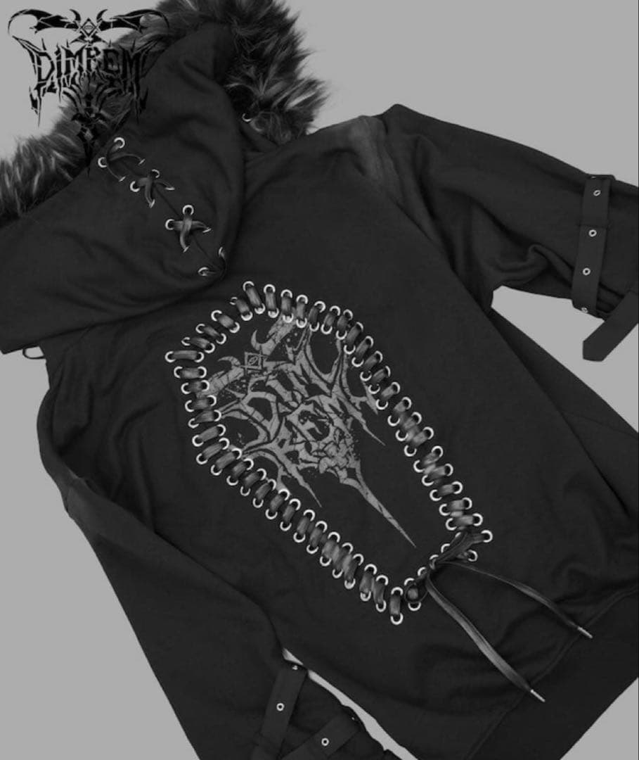 【DIMREM】超ハトメファーフードパーカー【Black】 DimMoire