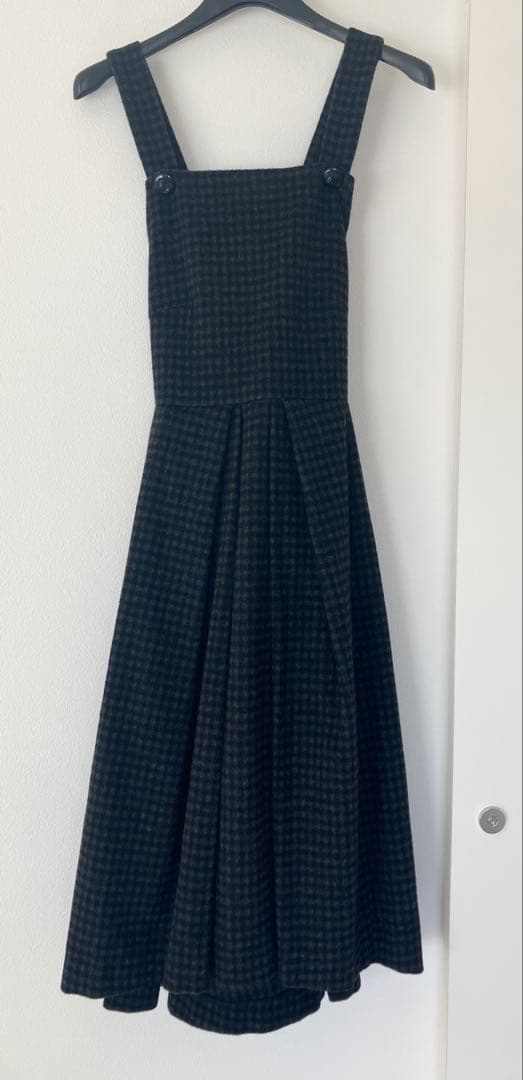 セブンテン ミホカワヒト ウールチェックエプロンワンピースXS　超美品