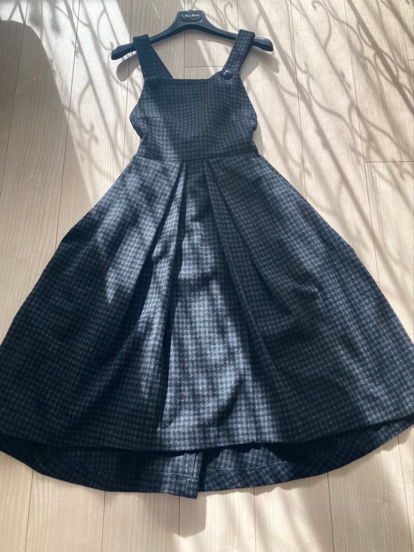 セブンテン ミホカワヒト ウールチェックエプロンワンピースXS　超美品