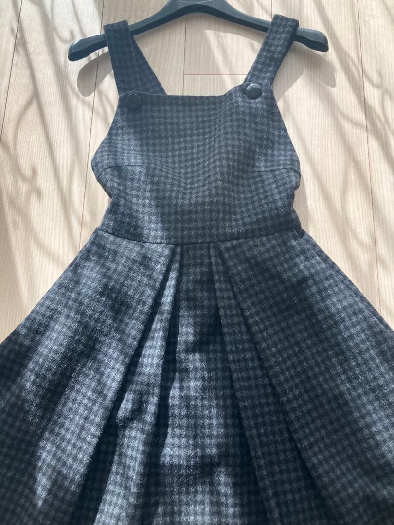 セブンテン ミホカワヒト ウールチェックエプロンワンピースXS　超美品