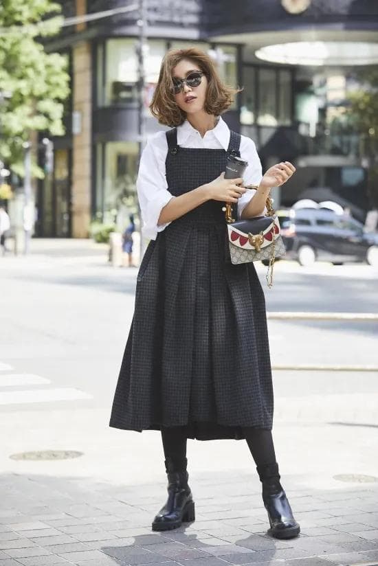 セブンテン ミホカワヒト ウールチェックエプロンワンピースXS　超美品