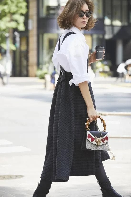 セブンテン ミホカワヒト ウールチェックエプロンワンピースXS　超美品