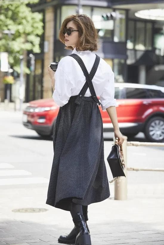 セブンテン ミホカワヒト ウールチェックエプロンワンピースXS　超美品