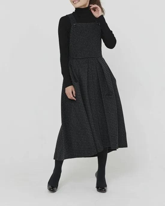 セブンテン ミホカワヒト ウールチェックエプロンワンピースXS　超美品