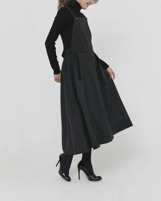 セブンテン ミホカワヒト ウールチェックエプロンワンピースXS　超美品