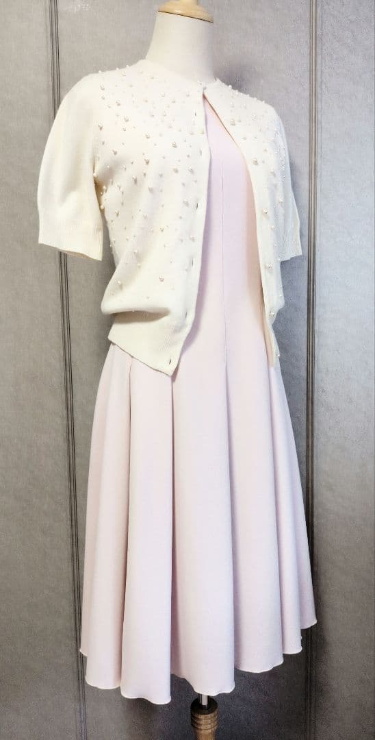 【FOXY】パール装飾が美しい ウール×シルク×カシミア カーディガン☆