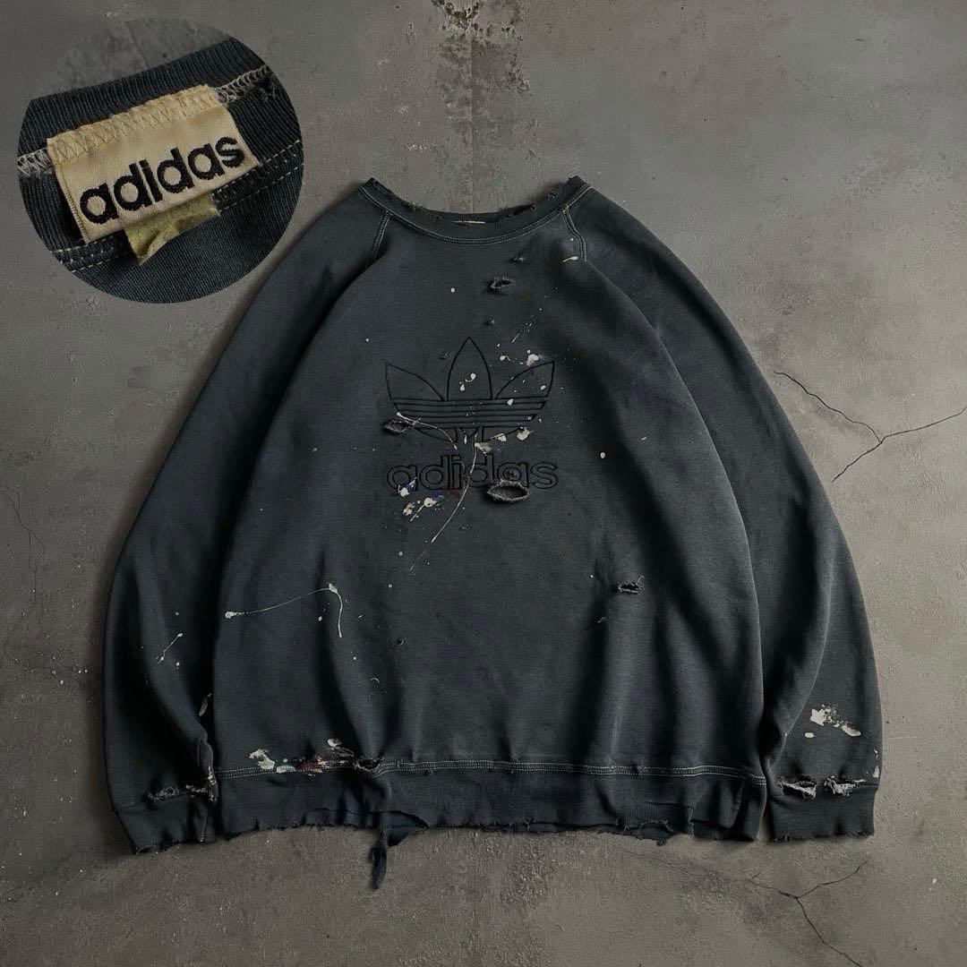 80s old“adidas”後染“ペンキ“grange boro sweat