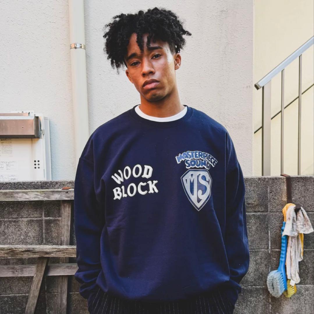 WoodBlock 8oz CREW SWEAT 紺 navy スウェット XL