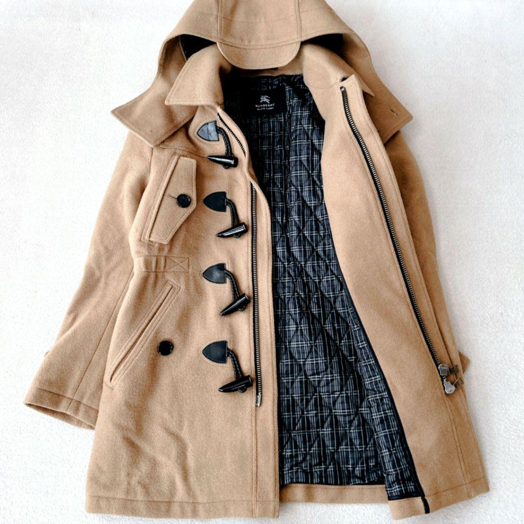 バーバリーブラックレーベル ダッフルコート キルティング キャメル フード着脱可
