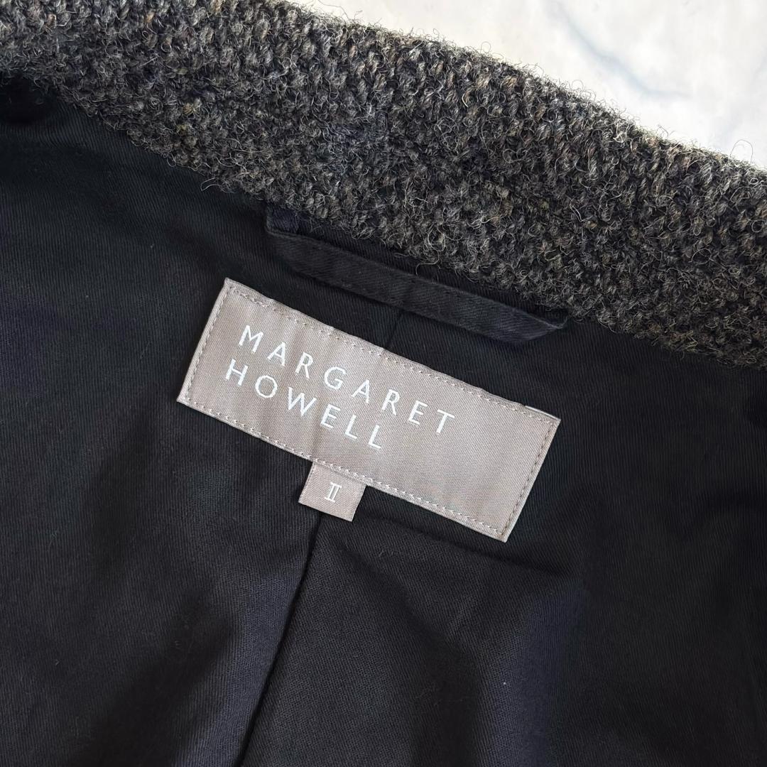 マーガレットハウエル ハリスツイード テーラードジャケット グレー系 Ⅱ tn1