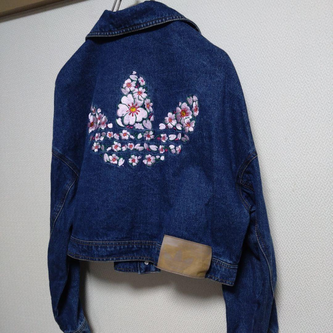 美品　アディダス　オリジナルス　デニム　花柄　刺繍　ジャケット　Gジャン