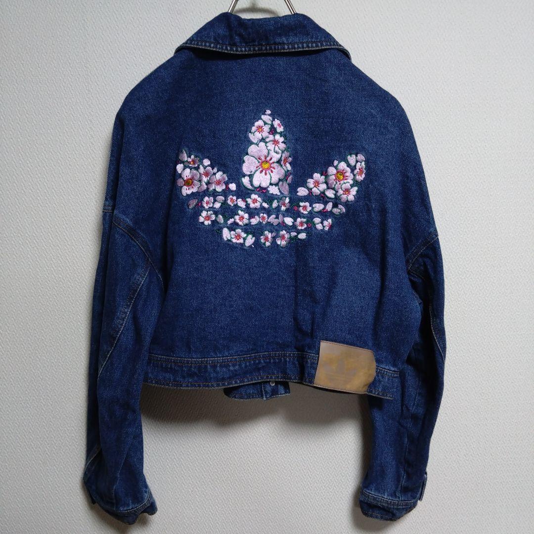 美品　アディダス　オリジナルス　デニム　花柄　刺繍　ジャケット　Gジャン