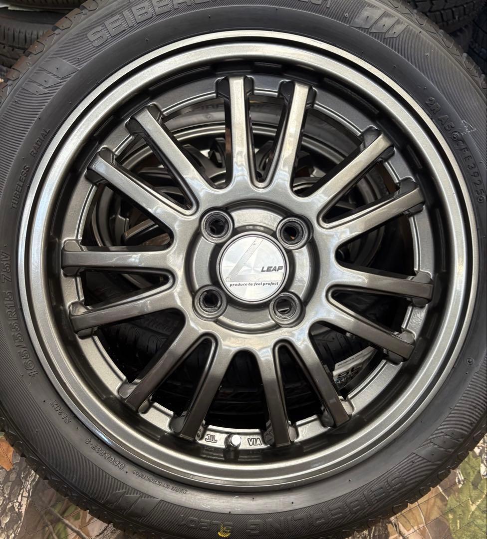 「専用」㊸165/55R15新品タイヤ4本と中古美品ホイールと新品ナット付き