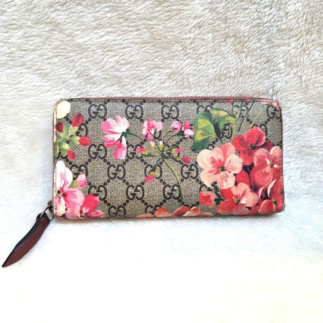 美品　GUCCI グッチ 長財布 ラウンドファスナー ブルームス PVC
