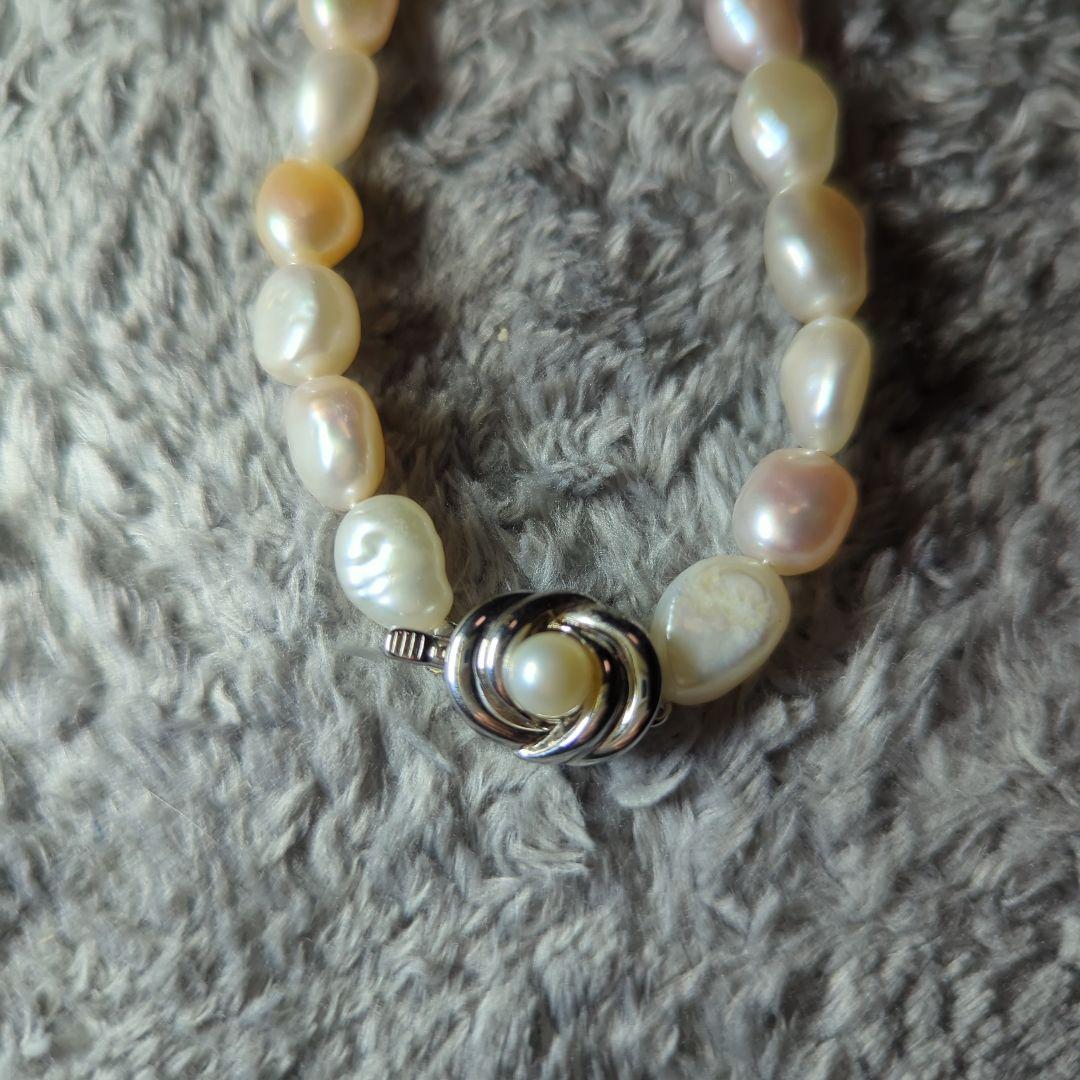 淡水真珠パール ロングネックレス バロックフォーマル 45cm