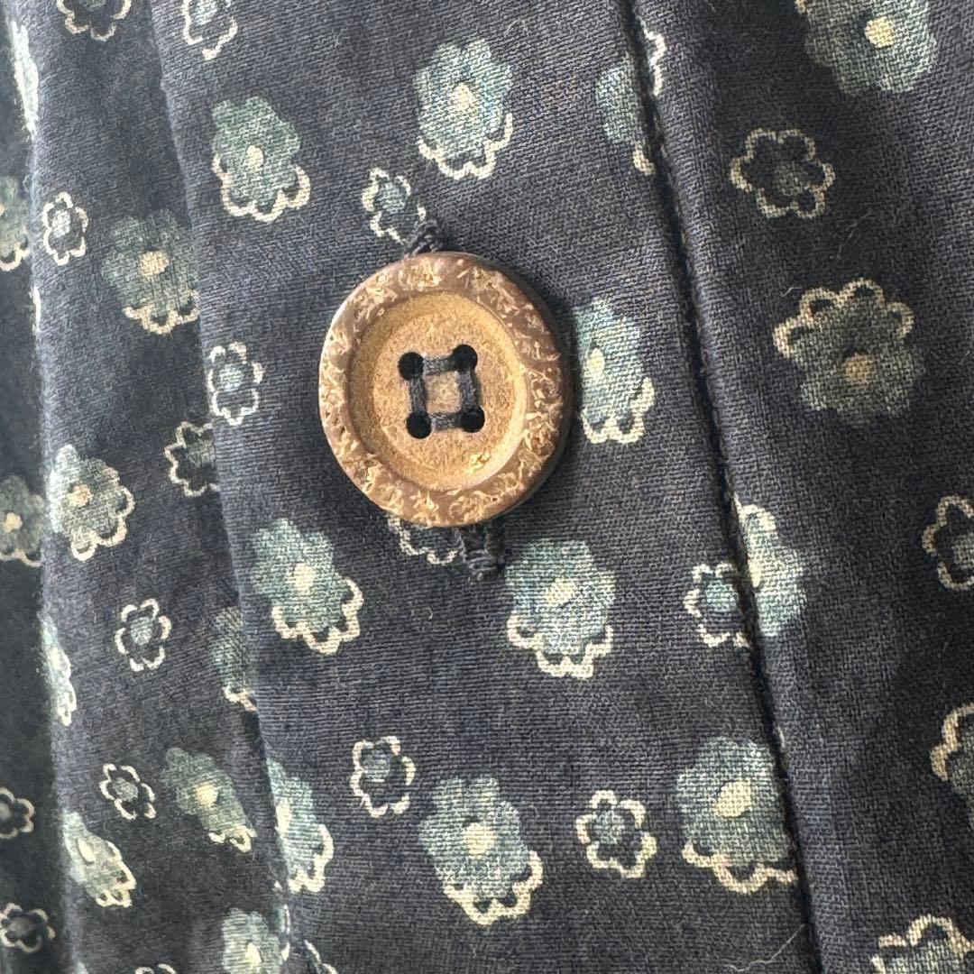 極近年美品　45R もこもこ花プリントのドレス　インディゴ