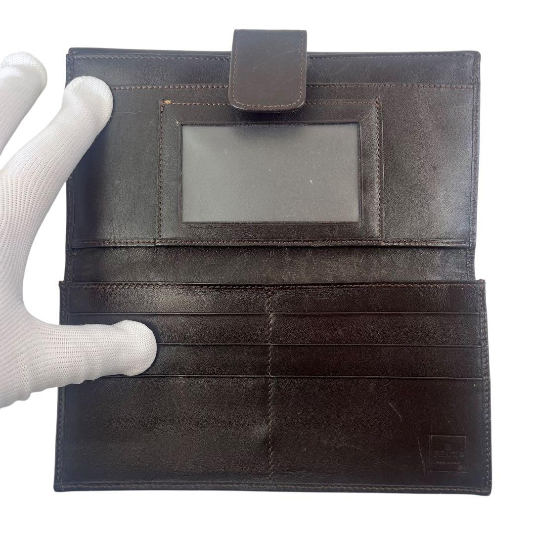 FENDI フェンディ 長財布 ズッカ 折り財布 フラップ 本革