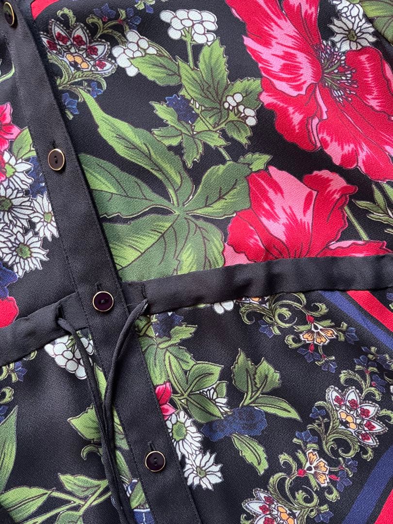 【美品】グレースコンチネンタル　ボタニカルスカーフワンピース　サイズ38