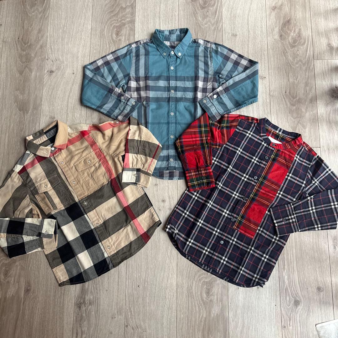 【送料込み／3枚セット】　BURBERRY チェック 長袖シャツ 116、120