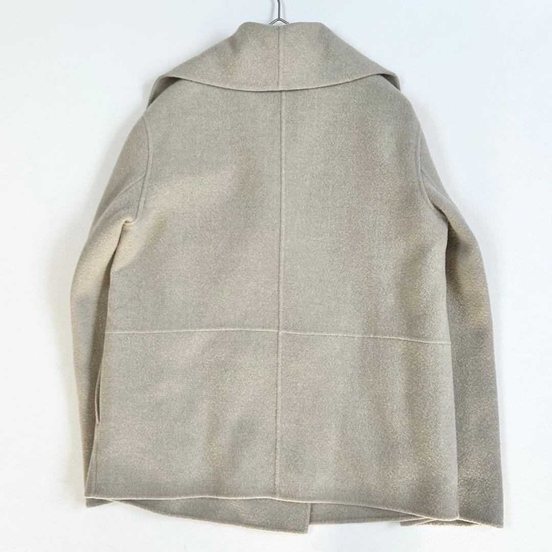美品✨ベイジ カシミヤ混 ビックカラー ショートコート グレージュ 4
