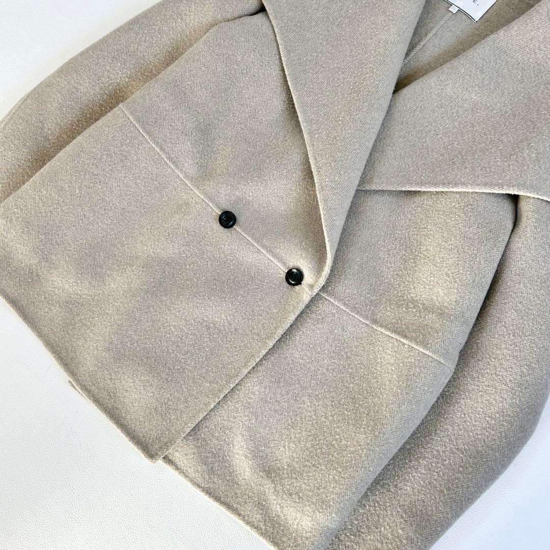 美品✨ベイジ カシミヤ混 ビックカラー ショートコート グレージュ 4