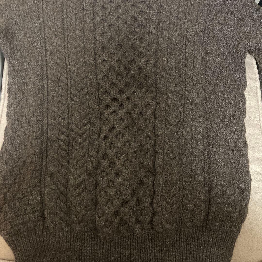 美品　ORVISアイルランド製　フィッシャーマンニット　オービス　ブラウン M