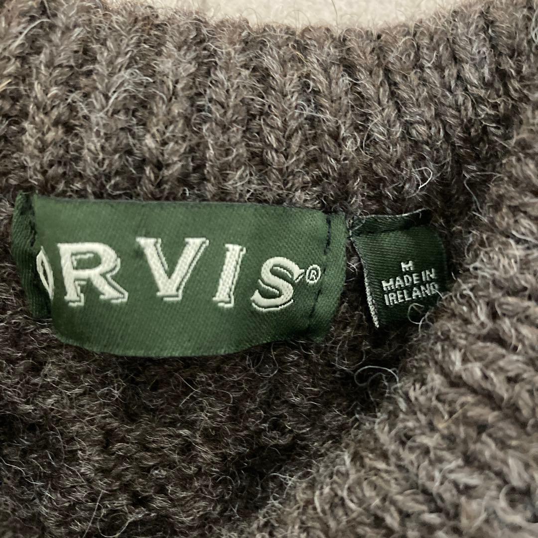 美品　ORVISアイルランド製　フィッシャーマンニット　オービス　ブラウン M