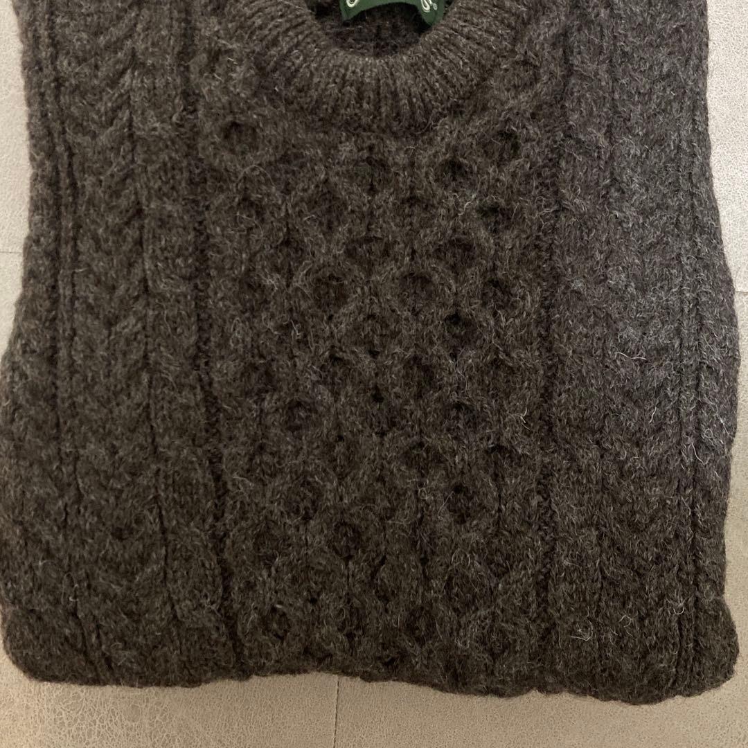 美品　ORVISアイルランド製　フィッシャーマンニット　オービス　ブラウン M