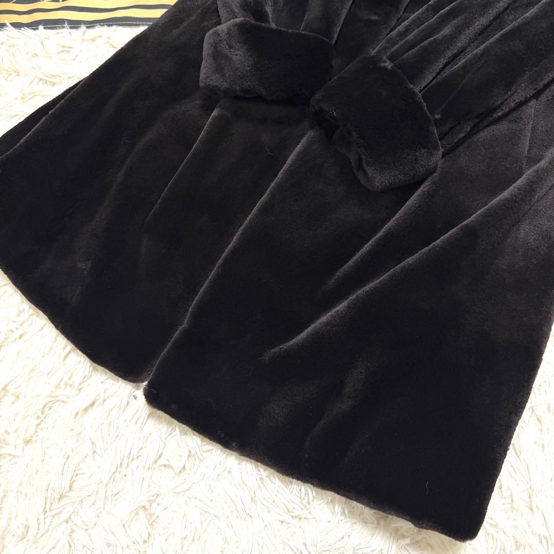 総丈91 裾160 ミンク ブラック エルファー シェアード L相当 セミロング