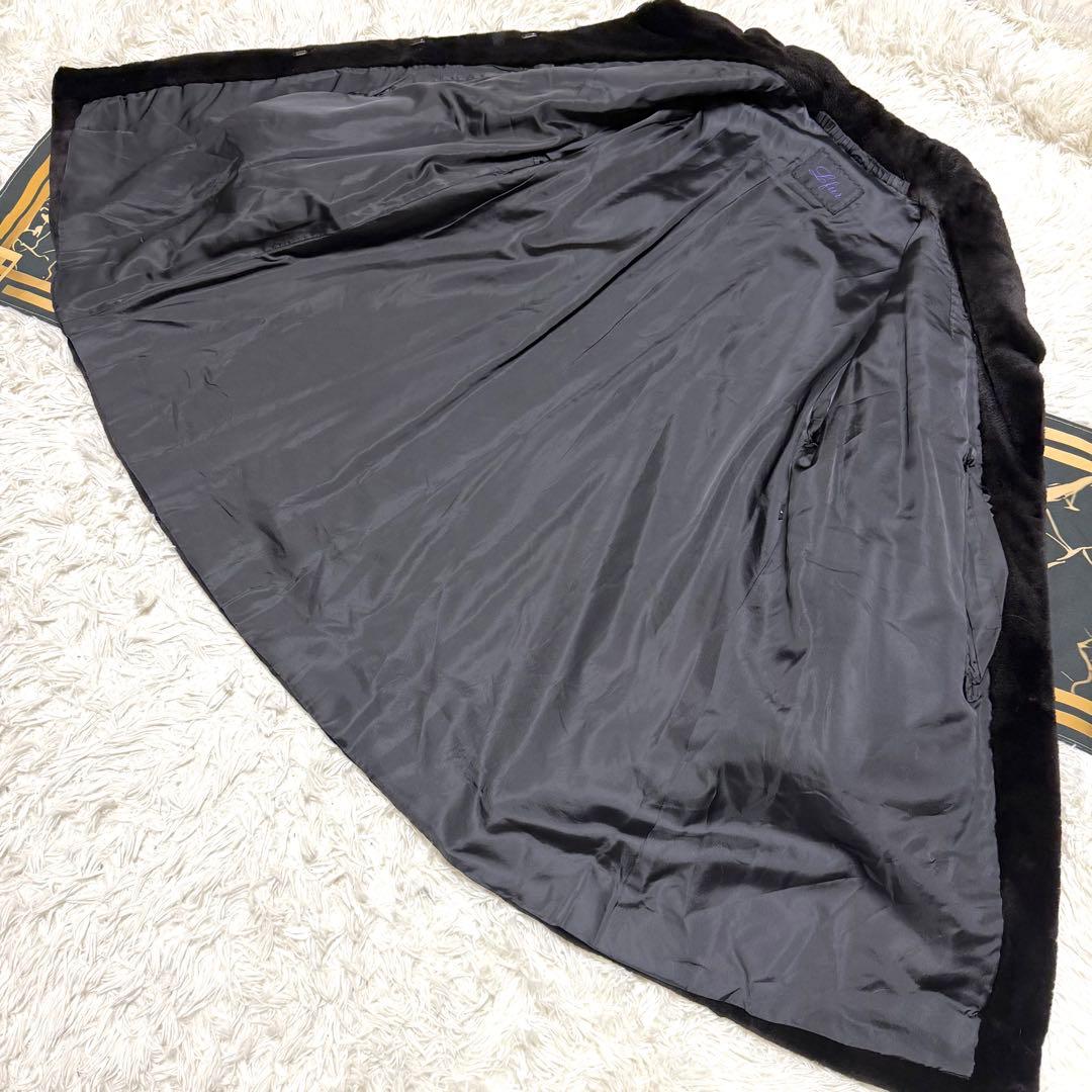 総丈91 裾160 ミンク ブラック エルファー シェアード L相当 セミロング