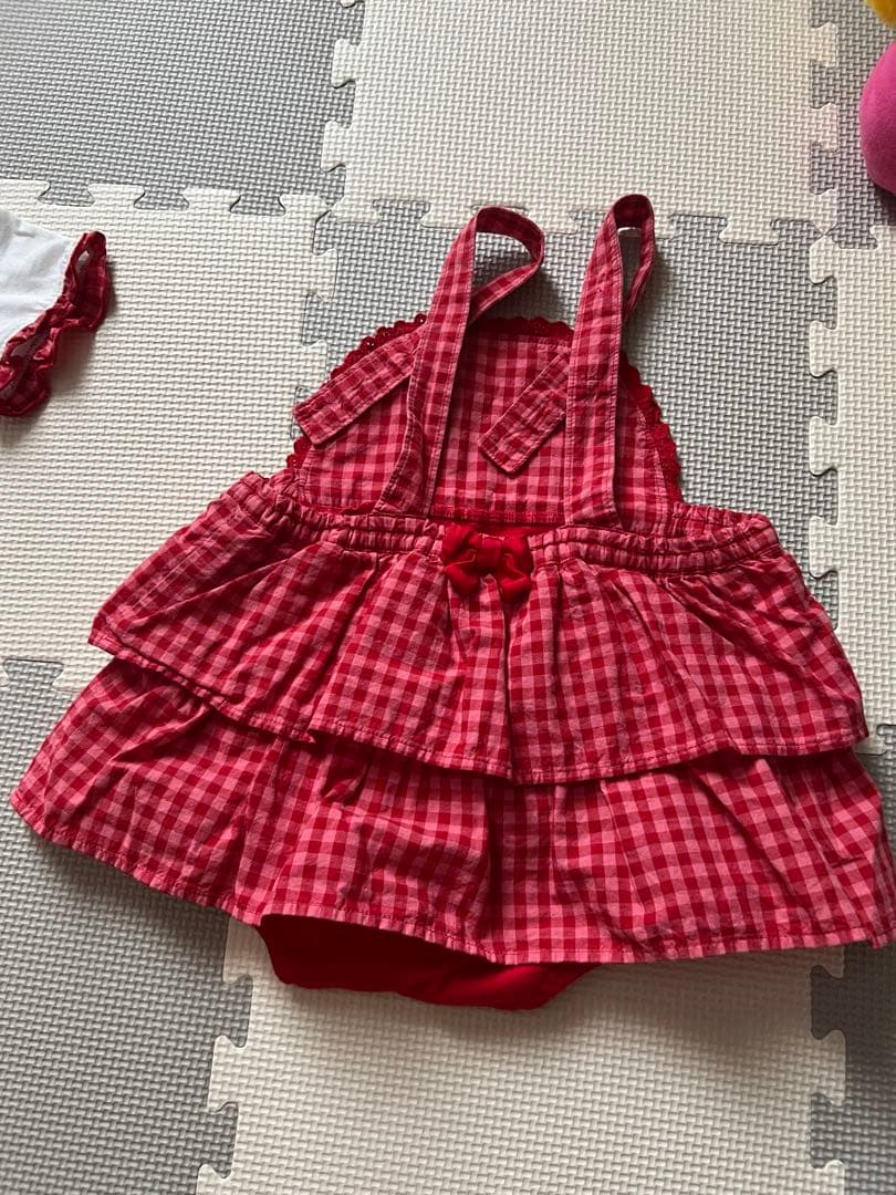 ミキハウス　チエコサク　赤いチェック柄ドレス