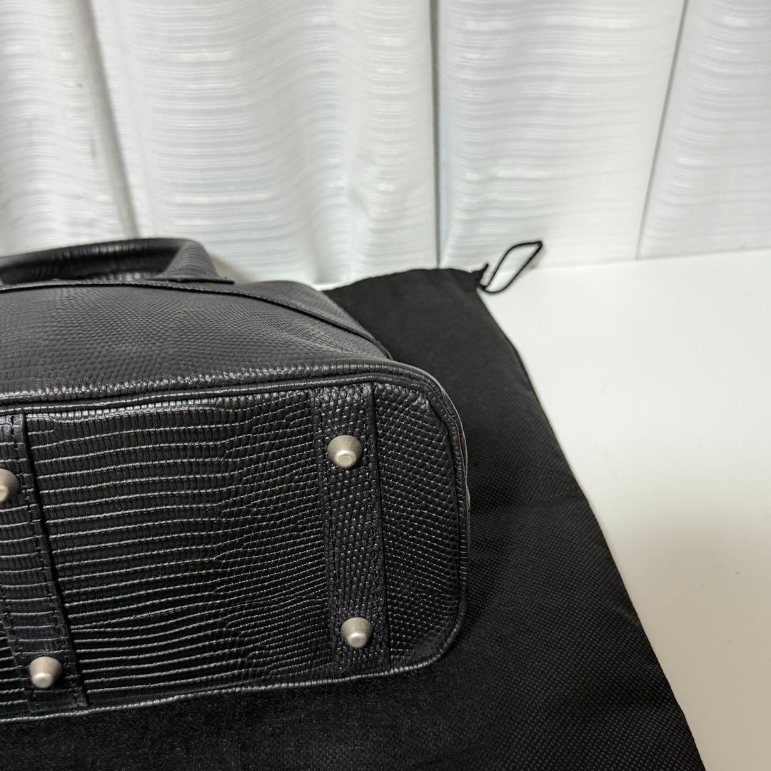 ⭐️新品未使用⭐️　M.U.L.　ハンドバッグ　リザード型押し　2way　ブラック