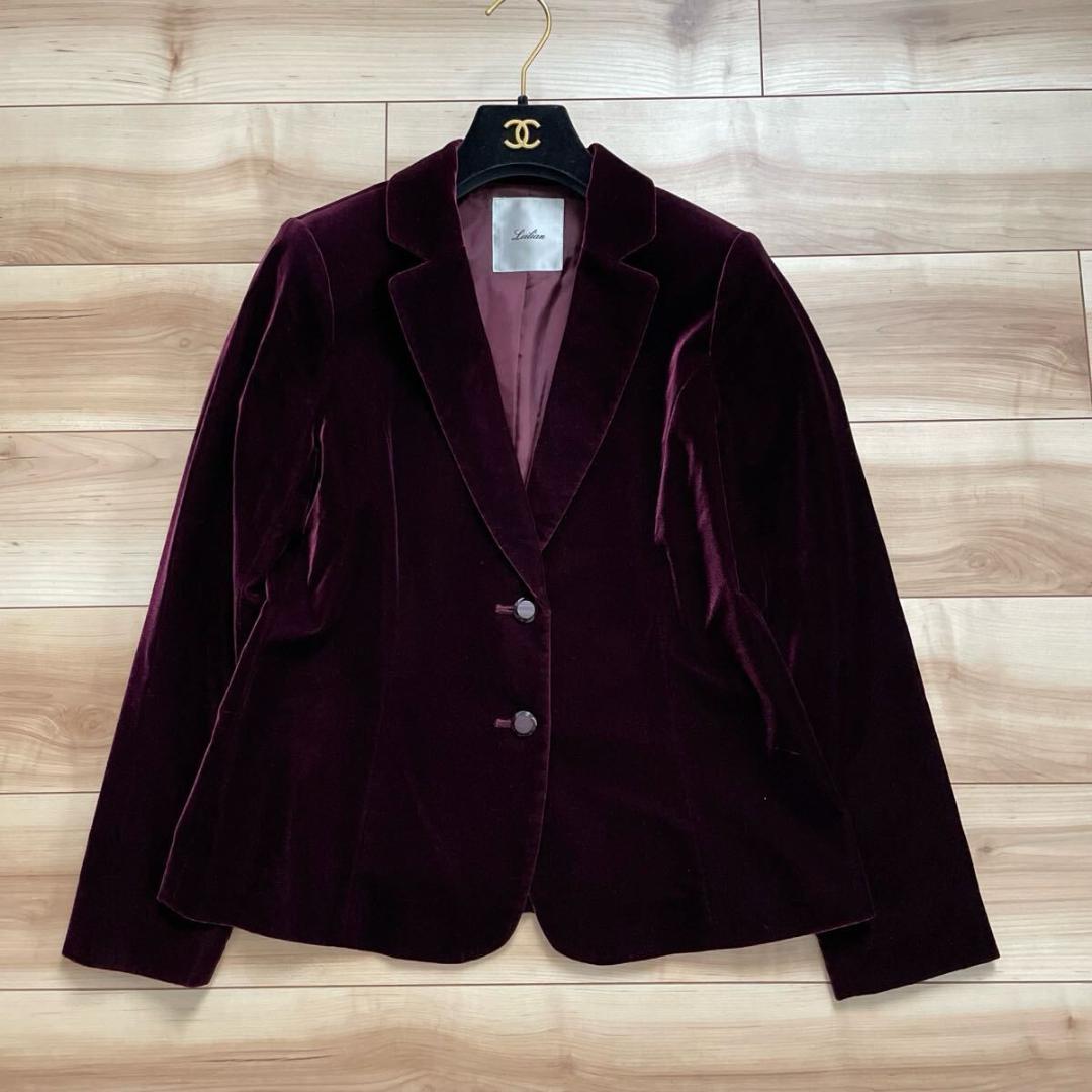 【近年モデル】【美品】Leilian レリアン ベロア テーラード ジャケット