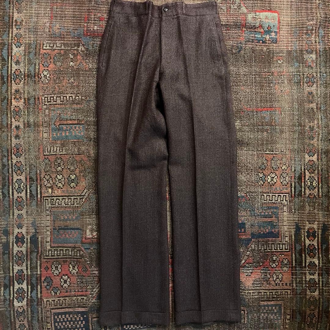 60s トラウザーズ　スラックス　ウール　ブラウン　　ストレート　ダブル