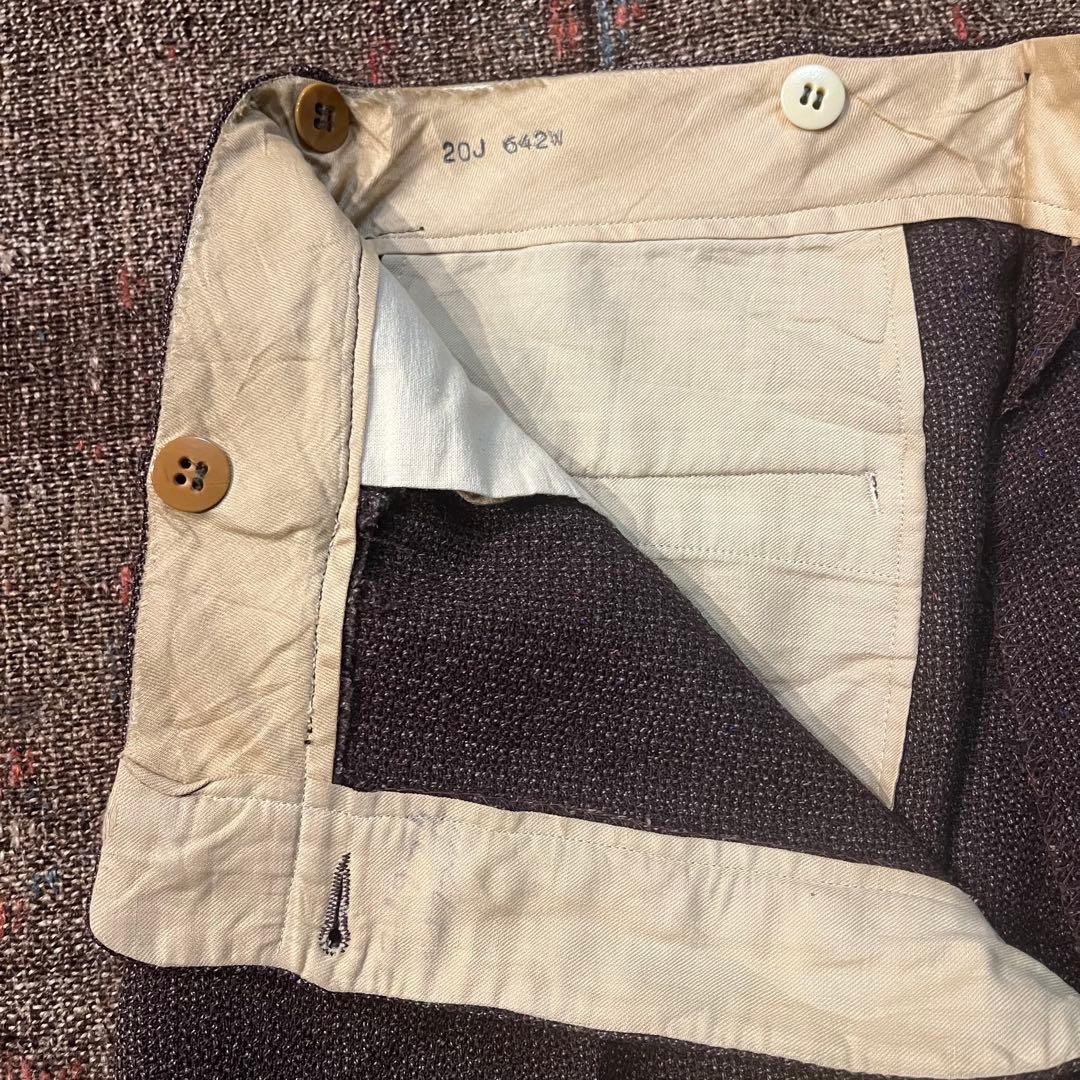 60s トラウザーズ　スラックス　ウール　ブラウン　　ストレート　ダブル