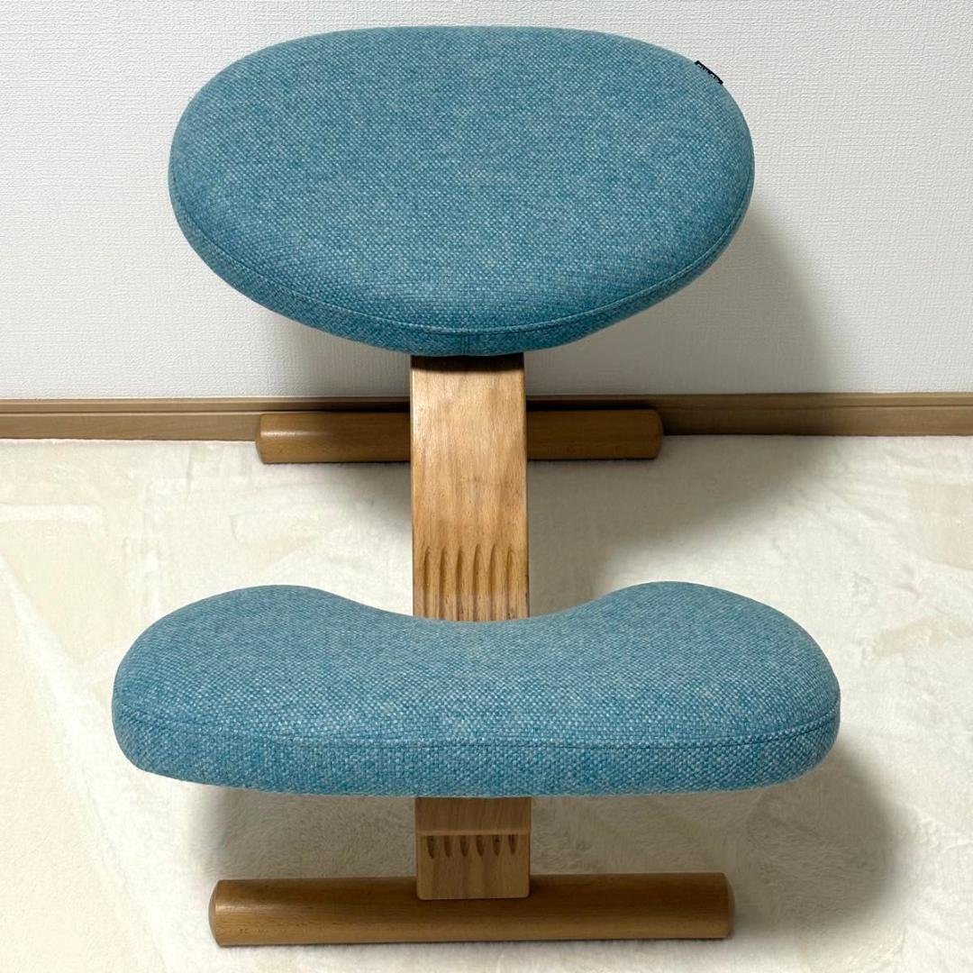 【美品】バランスチェア イージー ライトブルー レッド リボ